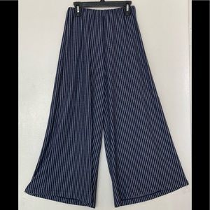 ZARA TRAFALUC  Wide Leg Pants size S navy and white striped colors.